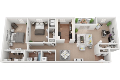 Floor plan for 2 beds, 1 bath, 1320 sqft